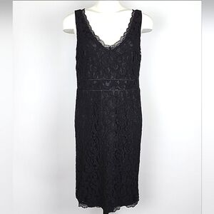 Reitmans Black  Lace V Neck Sleeveless Dress Knee Length Size 15